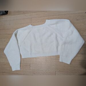 White Knit Cropped Knit Sweater Shrug